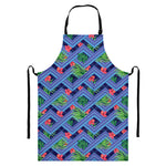 Tropical Aztec Geometric Pattern Print Bib Apron With Pocket