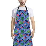 Tropical Aztec Geometric Pattern Print Bib Apron With Pocket