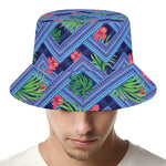 Tropical Aztec Geometric Pattern Print Bucket Hat