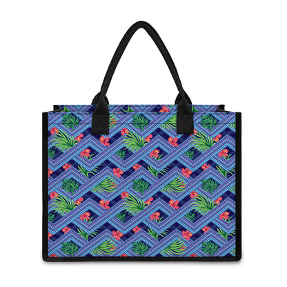 Tropical Aztec Geometric Pattern Print Canvas Tote Bag