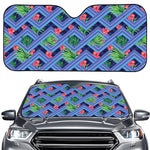 Tropical Aztec Geometric Pattern Print Car Windshield Sun Shade