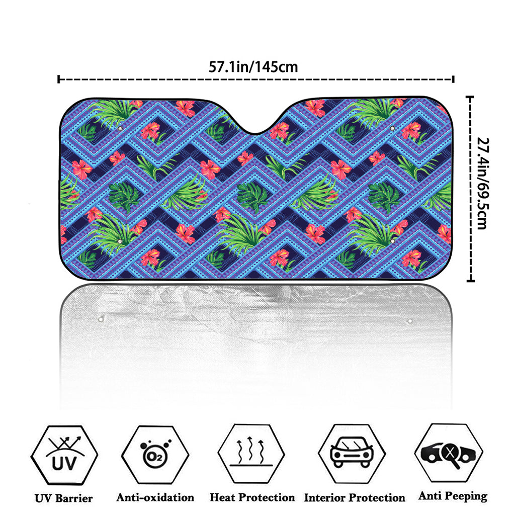 Tropical Aztec Geometric Pattern Print Car Windshield Sun Shade