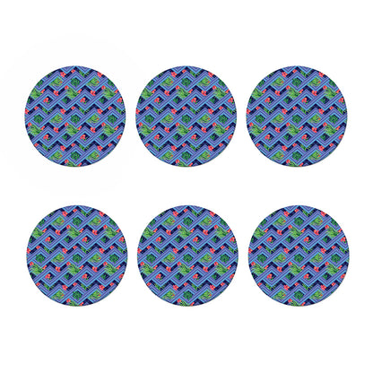 Tropical Aztec Geometric Pattern Print Coaster Set