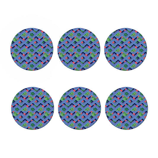 Tropical Aztec Geometric Pattern Print Coaster Set