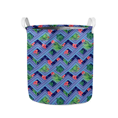 Tropical Aztec Geometric Pattern Print Collapsible Laundry Basket