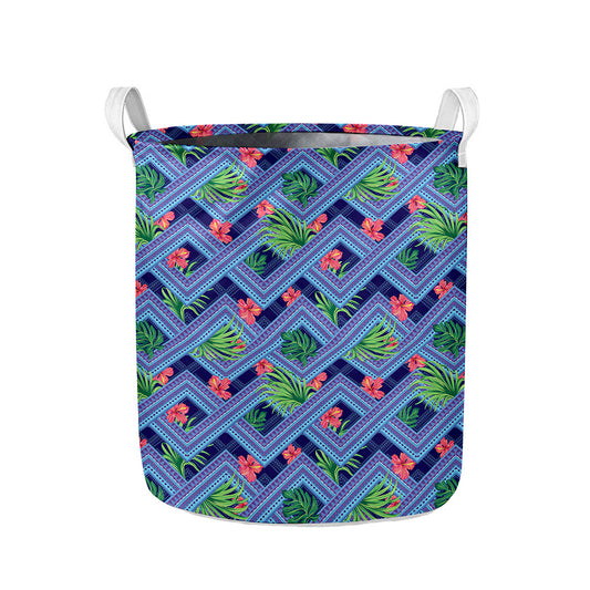 Tropical Aztec Geometric Pattern Print Collapsible Laundry Basket