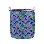 Tropical Aztec Geometric Pattern Print Collapsible Laundry Basket