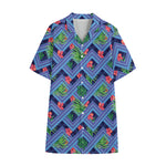 Tropical Aztec Geometric Pattern Print Cotton Hawaiian Shirt