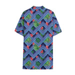 Tropical Aztec Geometric Pattern Print Cotton Hawaiian Shirt