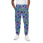Tropical Aztec Geometric Pattern Print Cotton Pants