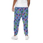 Tropical Aztec Geometric Pattern Print Cotton Pants