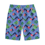 Tropical Aztec Geometric Pattern Print Cotton Shorts