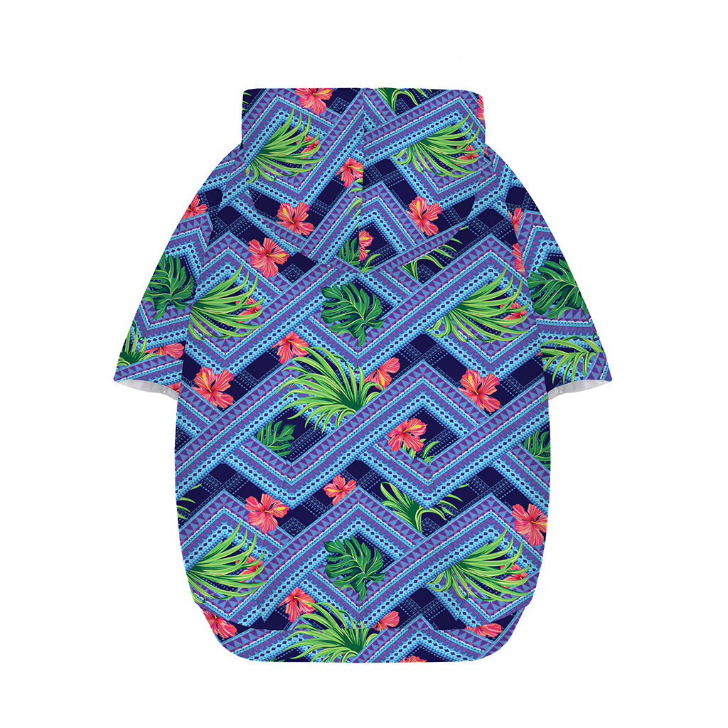 Tropical Aztec Geometric Pattern Print Dog Zip Up Hoodie
