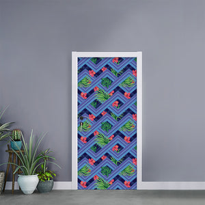 Tropical Aztec Geometric Pattern Print Door Sticker