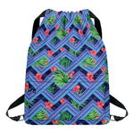 Tropical Aztec Geometric Pattern Print Drawstring Backpack