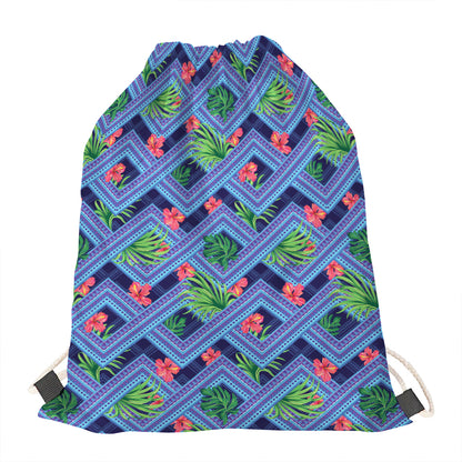 Tropical Aztec Geometric Pattern Print Drawstring Bag