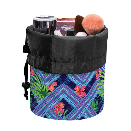 Tropical Aztec Geometric Pattern Print Drawstring Makeup Bag