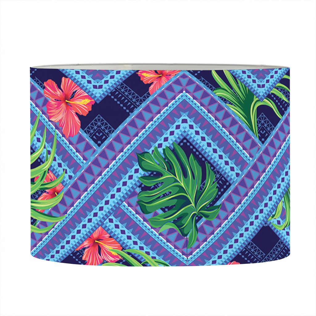 Tropical Aztec Geometric Pattern Print Drum Lamp Shade