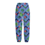 Tropical Aztec Geometric Pattern Print Fleece Lined Knit Pants