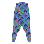 Tropical Aztec Geometric Pattern Print Hammer Pants