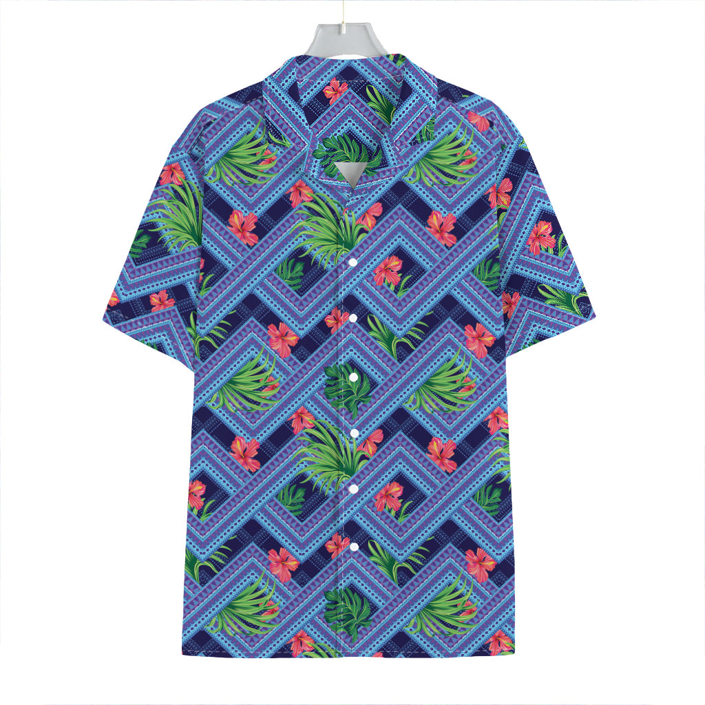 Tropical Aztec Geometric Pattern Print Hawaiian Shirt