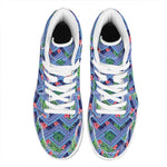 Tropical Aztec Geometric Pattern Print High Top Leather Sneakers