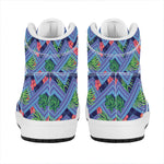 Tropical Aztec Geometric Pattern Print High Top Leather Sneakers