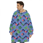 Tropical Aztec Geometric Pattern Print Hoodie Blanket