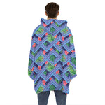 Tropical Aztec Geometric Pattern Print Hoodie Blanket