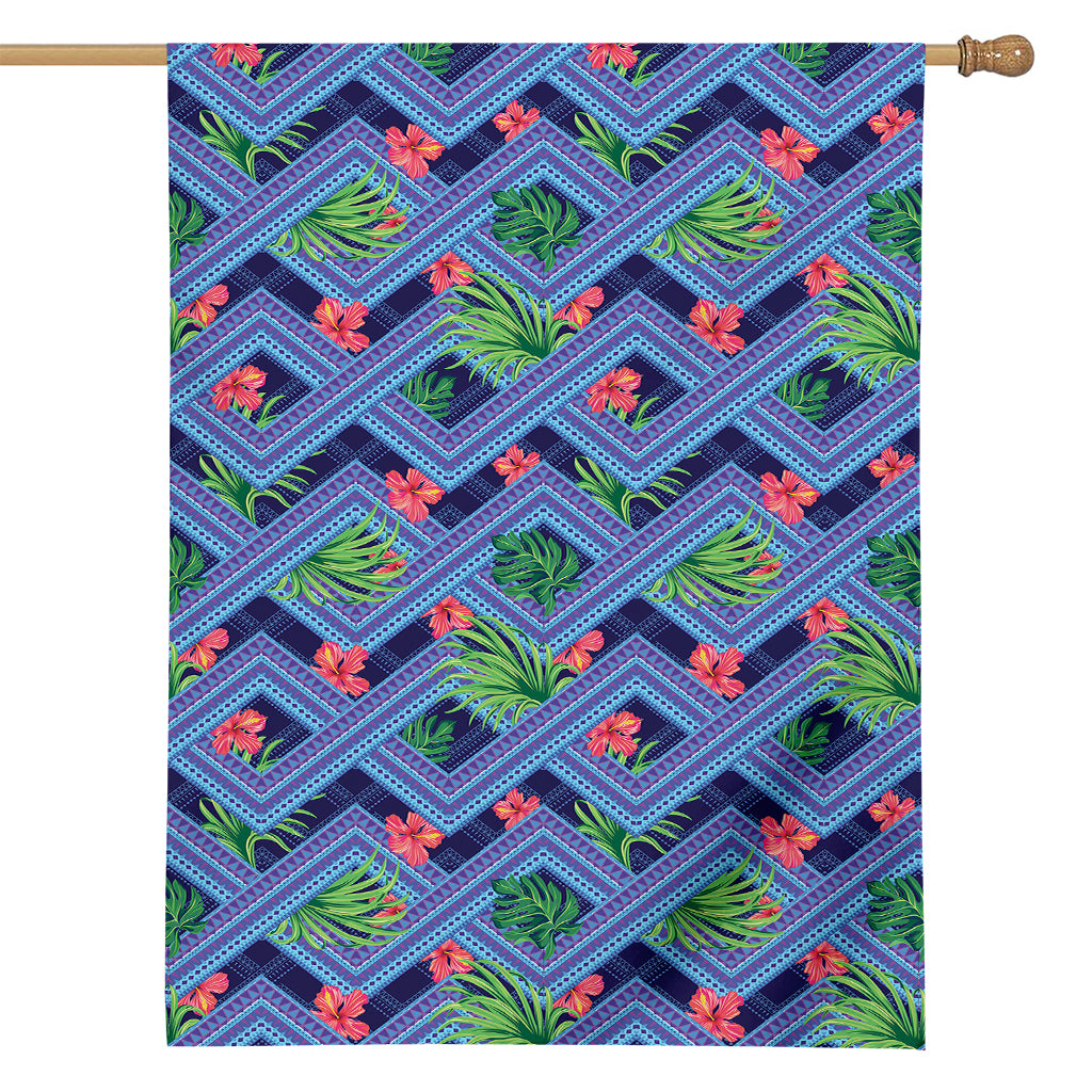 Tropical Aztec Geometric Pattern Print House Flag