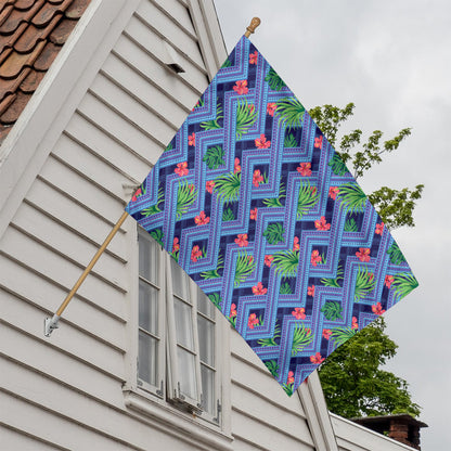 Tropical Aztec Geometric Pattern Print House Flag