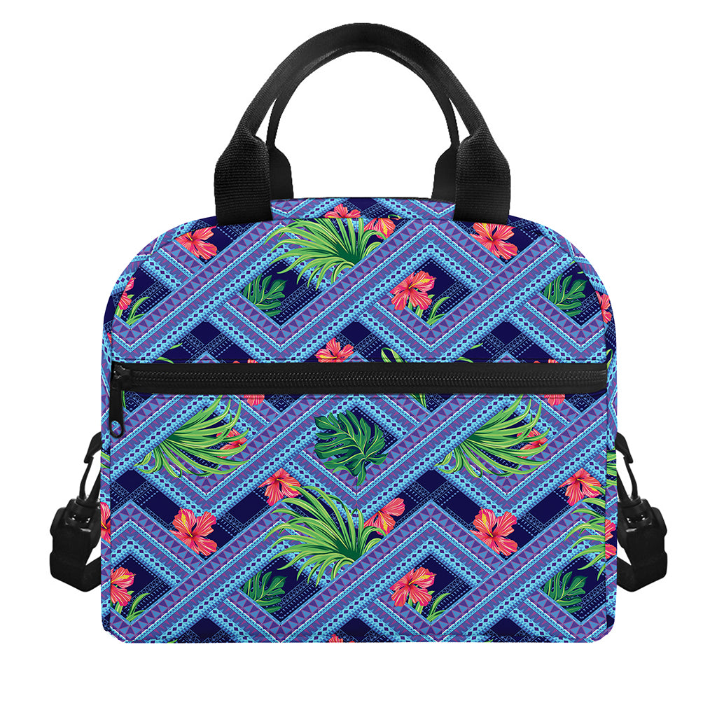 Tropical Aztec Geometric Pattern Print Insulated Lunch Bag