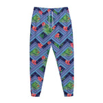Tropical Aztec Geometric Pattern Print Jogger Pants