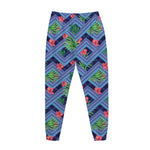 Tropical Aztec Geometric Pattern Print Jogger Pants