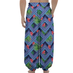 Tropical Aztec Geometric Pattern Print Lantern Pants