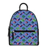 Tropical Aztec Geometric Pattern Print Leather Backpack