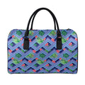 Tropical Aztec Geometric Pattern Print Leather Duffel Bag