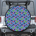 Tropical Aztec Geometric Pattern Print Leather Spare Tire Cover