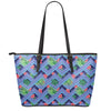 Tropical Aztec Geometric Pattern Print Leather Tote Bag