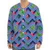 Tropical Aztec Geometric Pattern Print Long Sleeve Baseball Jersey