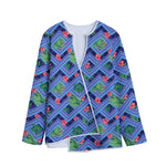 Tropical Aztec Geometric Pattern Print Long Sleeve Short Coat