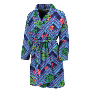 Tropical Aztec Geometric Pattern Print Men's Bathrobe