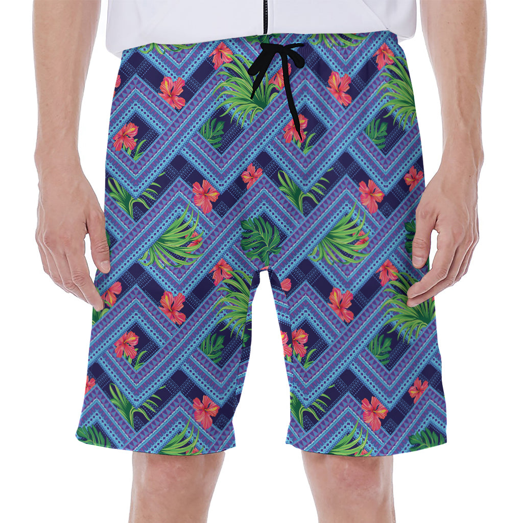 Tropical Aztec Geometric Pattern Print Men's Beach Shorts