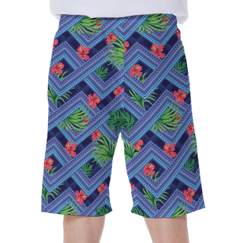 Tropical Aztec Geometric Pattern Print Men's Beach Shorts