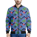 Tropical Aztec Geometric Pattern Print Men's Bomber Jacket