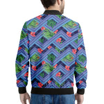 Tropical Aztec Geometric Pattern Print Men's Bomber Jacket