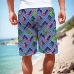 Tropical Aztec Geometric Pattern Print Men's Cargo Shorts