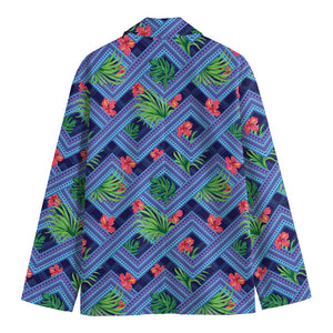 Tropical Aztec Geometric Pattern Print Men's Cotton Blazer