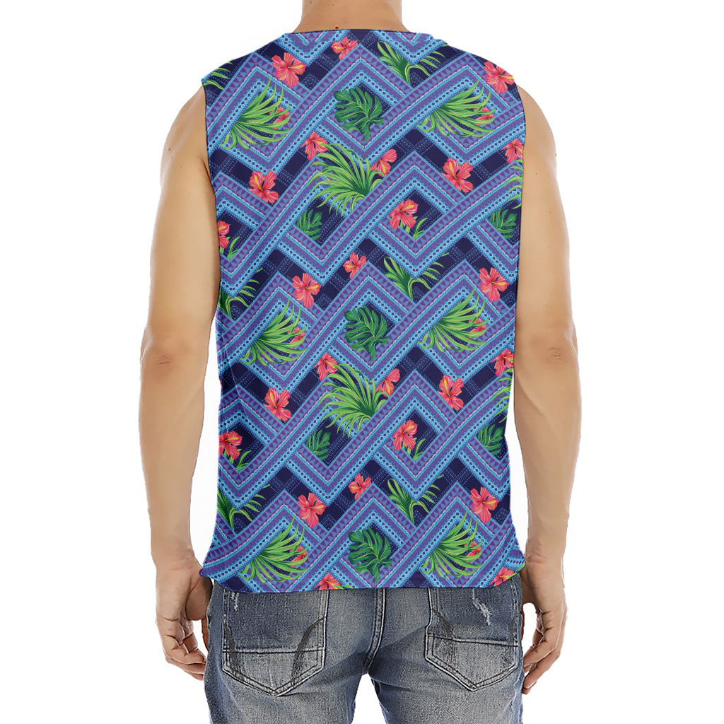 Tropical Aztec Geometric Pattern Print Men's Fitness Tank Top