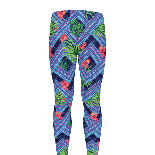 Tropical Aztec Geometric Pattern Print Men's leggings
